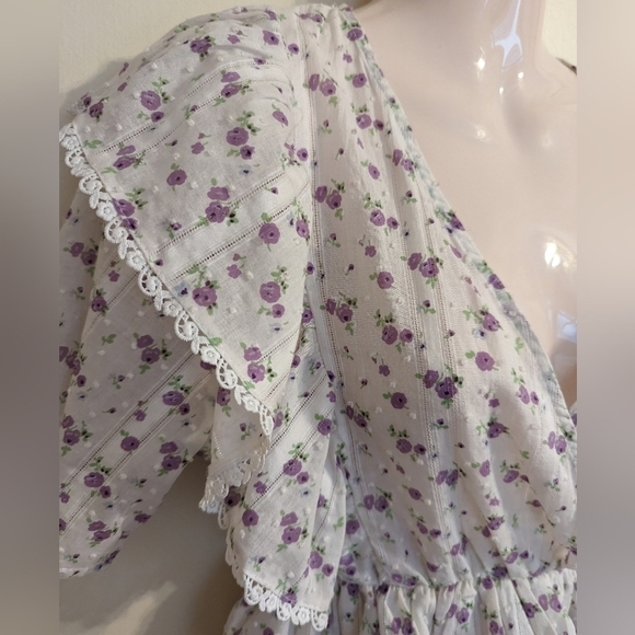 Selected FEMME Susy Ruffled floral blouse top 34 xs - Picture 7 of 16